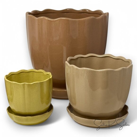 9.5" Scalloped Edge Stoneware Planter Pot Saucer - Hearth & Hand Magnolia Target - Picture 7 of 8